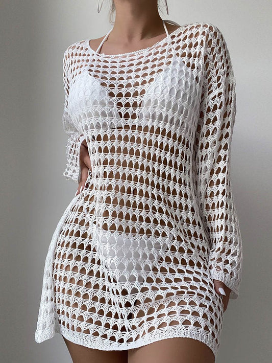 Sexy Sheer Fishnet Swimwear Cover Dress