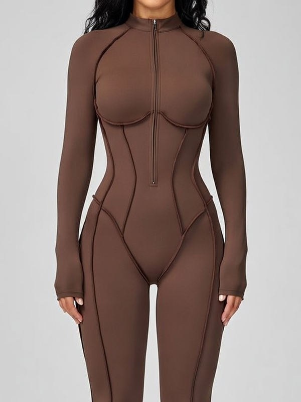 Sexy Zipper Stitch Performance Jumpsuit