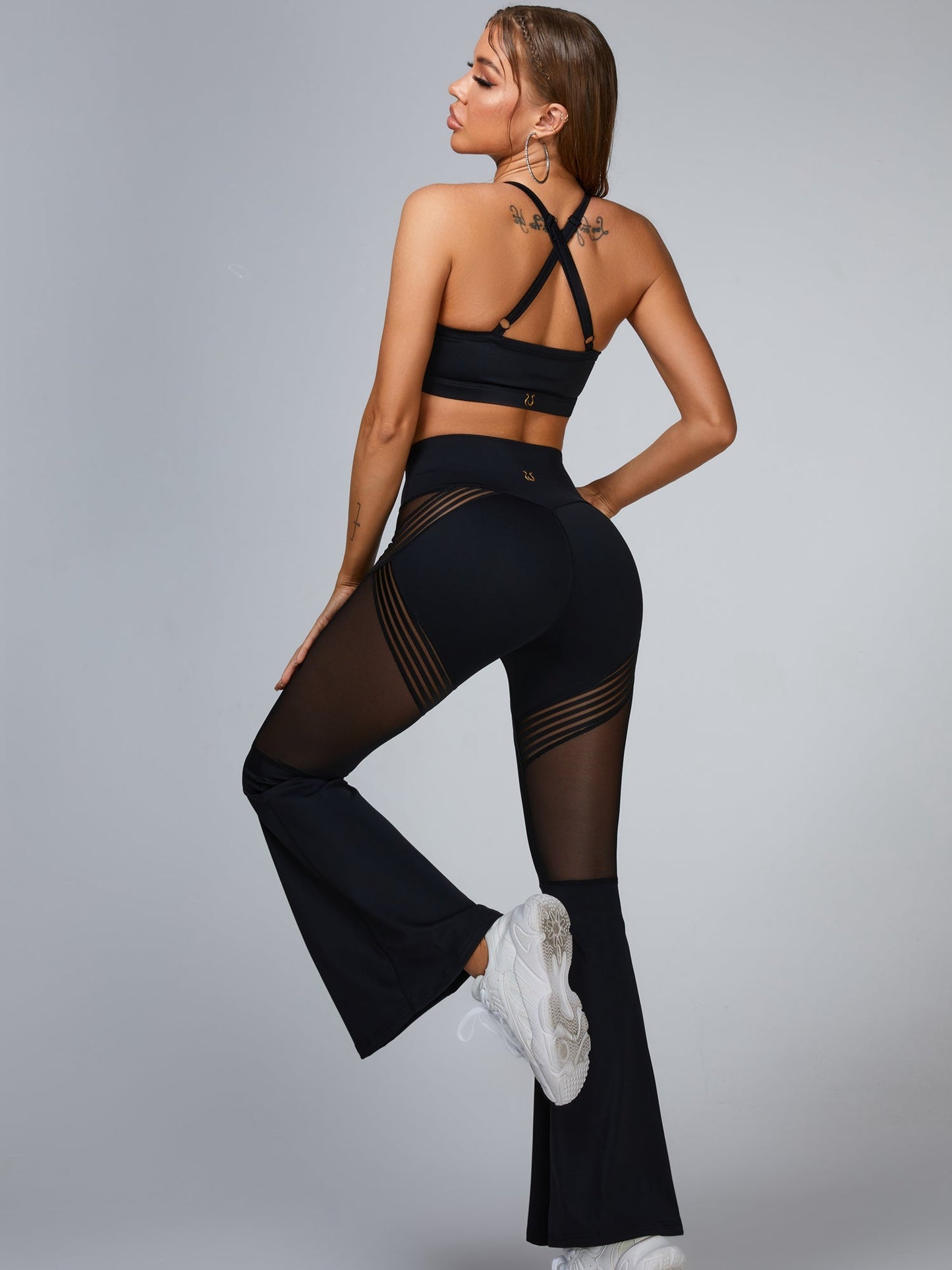 Mesh Quick Dry Elastic Tight Flare Leggings
