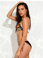 Butterfly Wing Print Halter Tie-Side Triangle Bikini