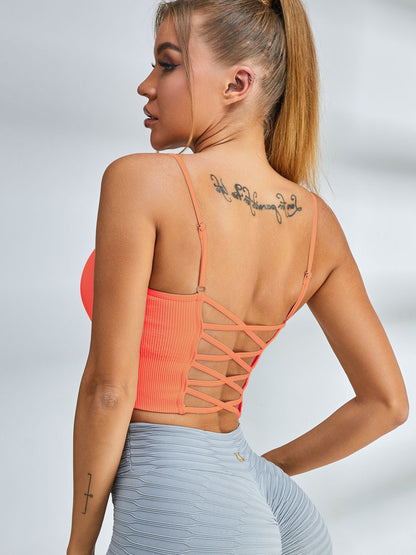 Ribbed Cross Back Sports Bras