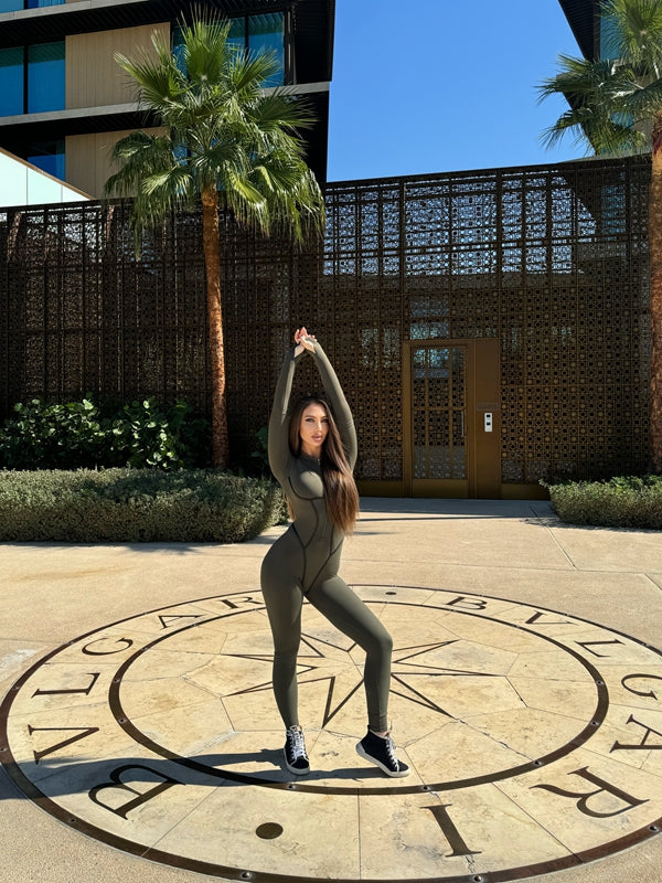 Trendy Zipper Peach Booty Jumpsuit