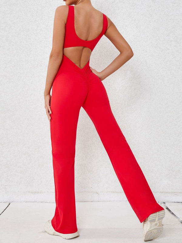 Backless Scrunch Bum Flare Jumpsuit