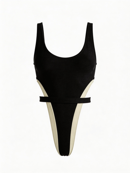 Contrast Color Stripes One Piece