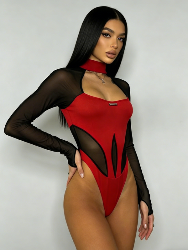 Sexy Sheer Mesh Elastic Tight Bodysuit