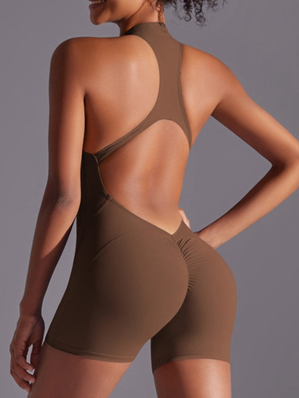 Zipper Backless Scrunch Bum Romper