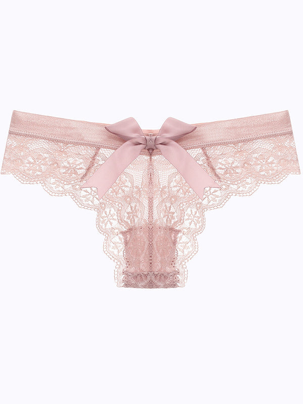 Bow-knot T-back Lace Panties