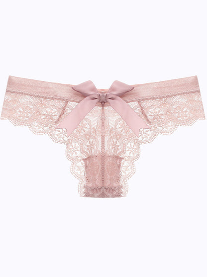 Bow-knot T-back Lace Panties