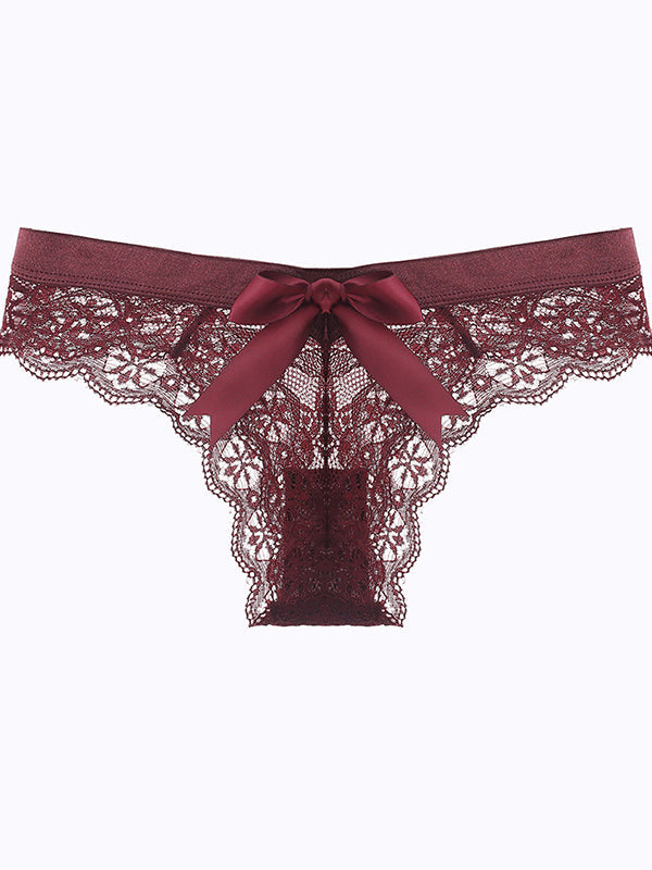 Bow-knot T-back Lace Panties