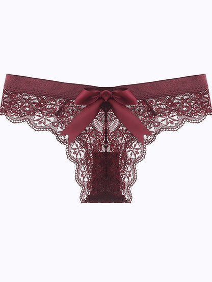 Bow-knot T-back Lace Panties