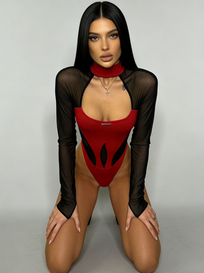 Sexy Sheer Mesh Elastic Tight Bodysuit