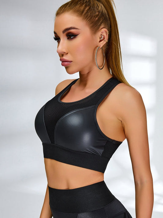 PU Fishnet Breathable Sports Bras