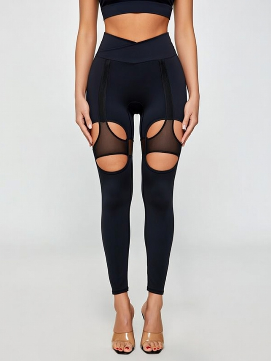Unique Cutout Mesh High-rise Leggings
