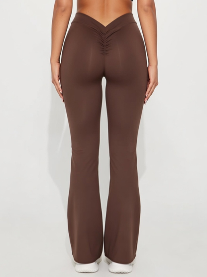 ZASUWA Damen V-förmige Taille Scrunch Bum Schnelltrocknende Flare Leggings 