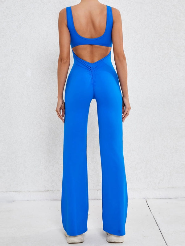 Backless Scrunch Bum Flare Jumpsuit