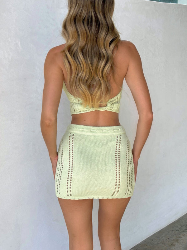 Sexy Crossed Knit Crop Vacation Set