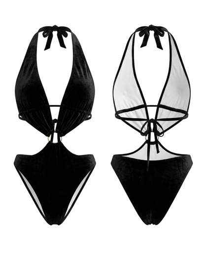 Sexy Spaghetti Strap Cutout Slim One Piece Swimsuit