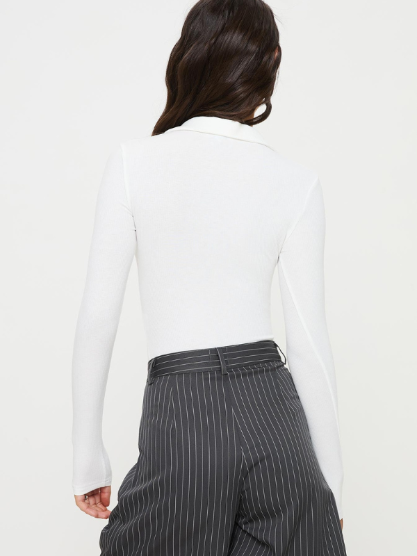 Fashion Sexy Slim-Fit Polo Collar Long-Sleeve Bodysuit