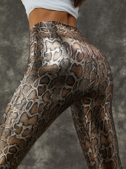 ZASUWA Damen-Leggings aus PU-Kunstleder mit Schlangenmuster