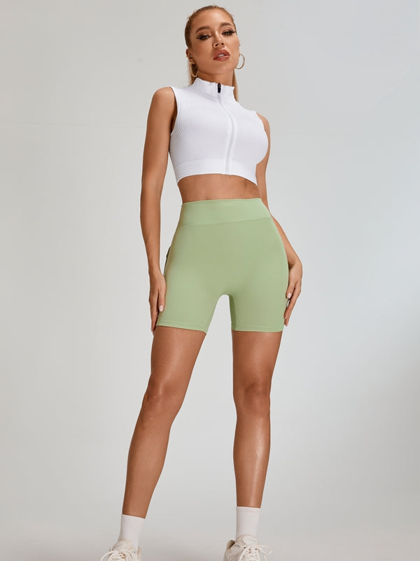 Zipper Ribbed Sports Bras