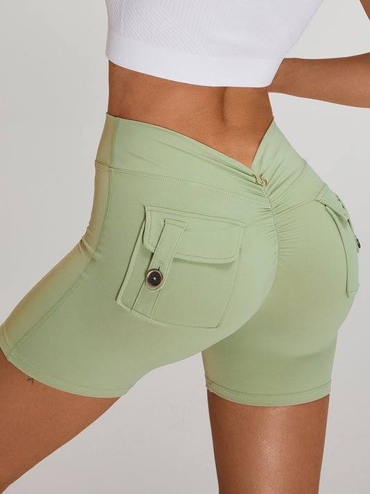 Deep V Back Pocket Scrunch Bum Booty Shorts