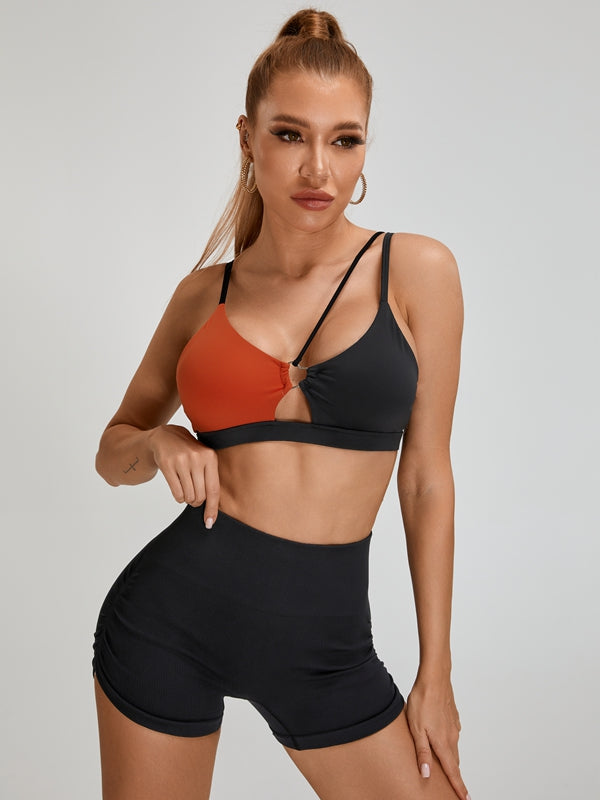 Contrast Color Unique Cutout Sports Bras