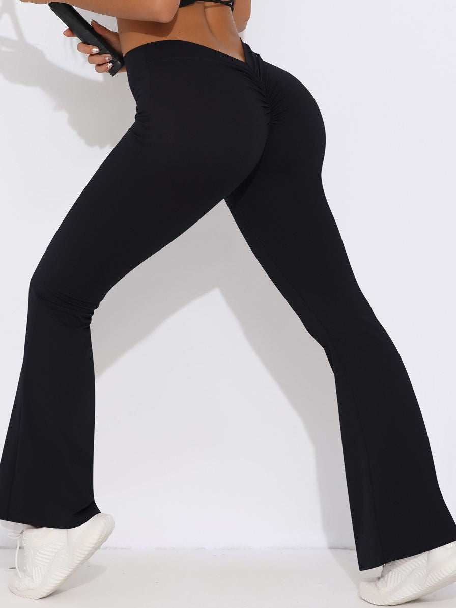 ZASUWA Damen V-förmige Taille Scrunch Bum Schnelltrocknende Flare Leggings 