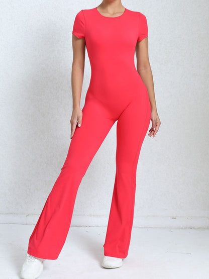 Backless Scrunch Bum Flare Jumpsuit