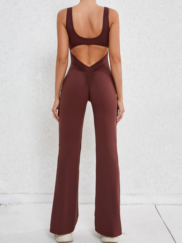 Backless Scrunch Bum Flare Jumpsuit