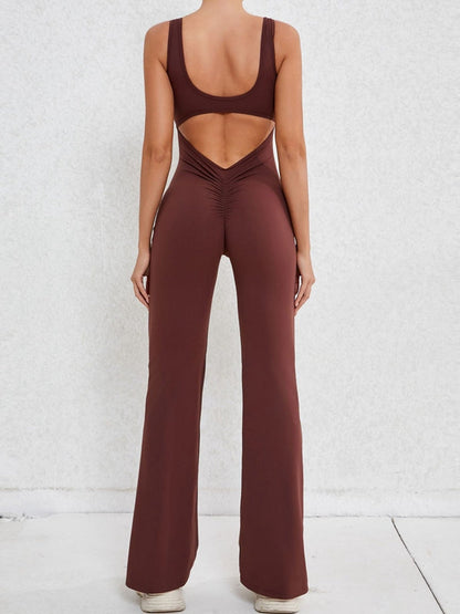 Backless Scrunch Bum Flare Jumpsuit