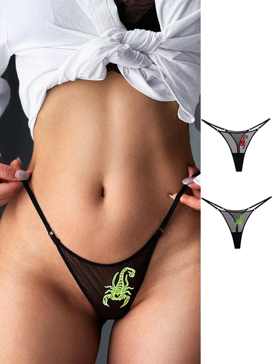 Scorpion Print Mesh Underwear