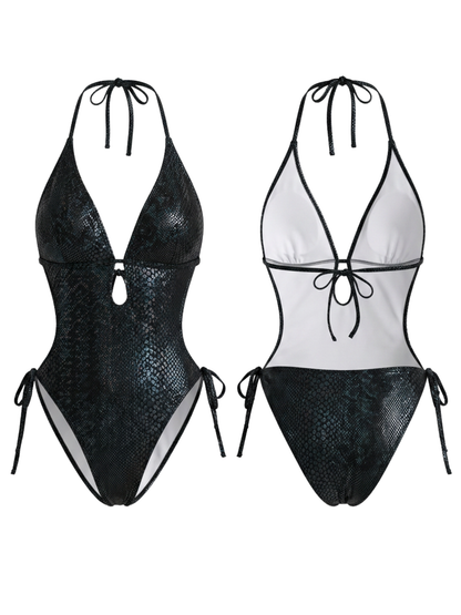 Special Fabric Lace-up Swimsuit