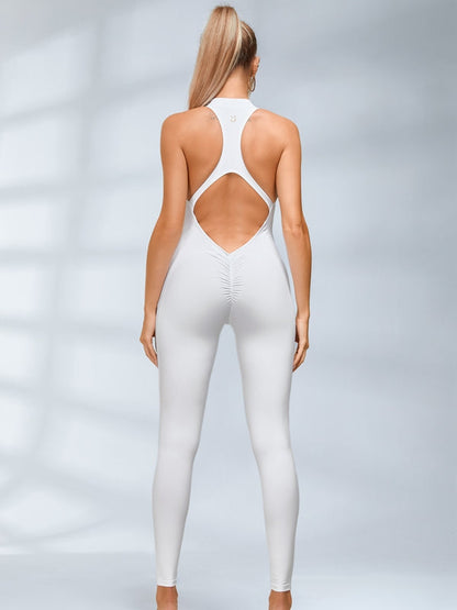 Zipper Backless Scrunch Bum Jumpsuit