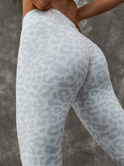 Leopard Print Zipper Stand Collar Sports Bras