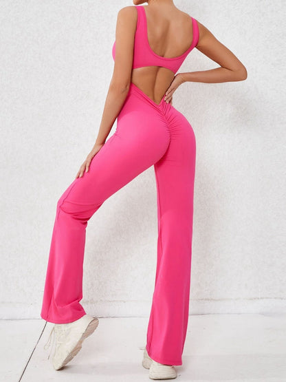 Backless Scrunch Bum Flare Jumpsuit