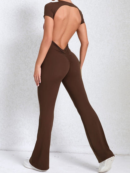 Backless Scrunch Bum Flare Jumpsuit