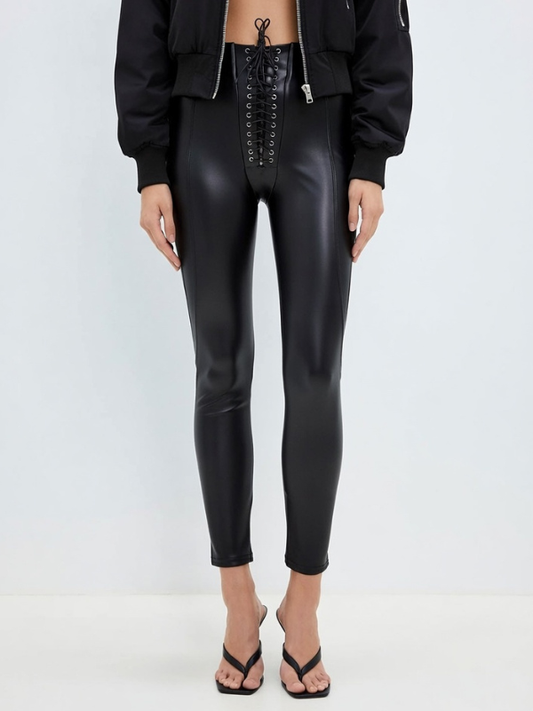 ❤Sexy Faux Leather Push Up Design Lace-up Leggings