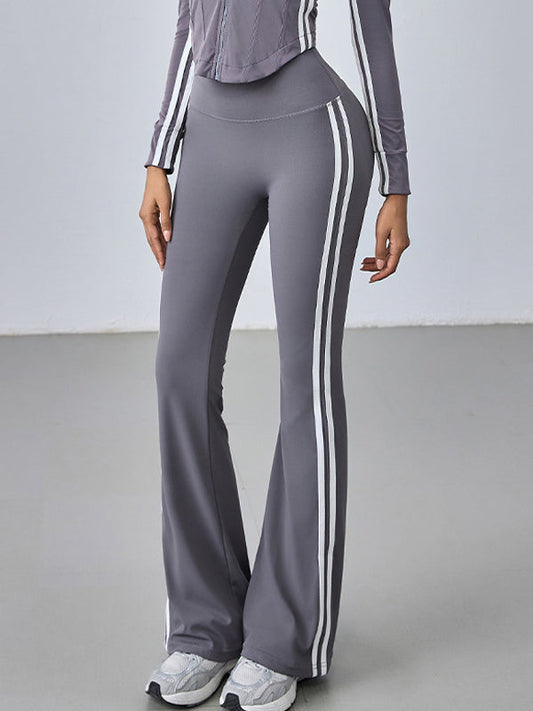 Solid Color Hip-lift High-waisted Flare Leggings