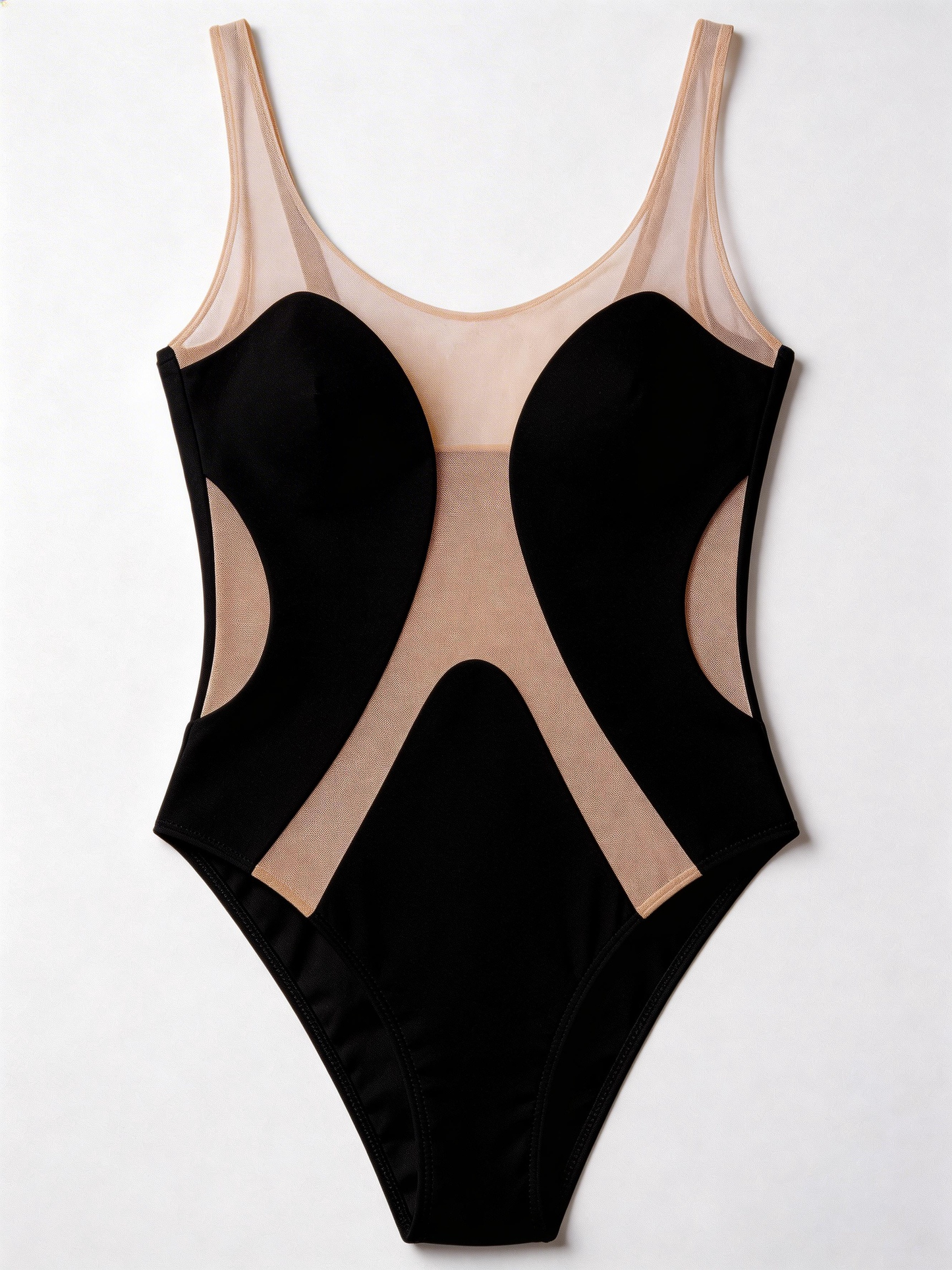 Contrast Color Mesh One Piece