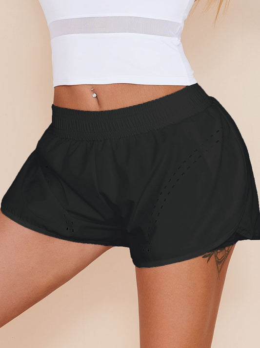 Solid Color 2 In 1 Gym Running Shorts
