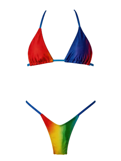 Sexy Rainbow Color Hot Tie-dye Cross Back One Piece