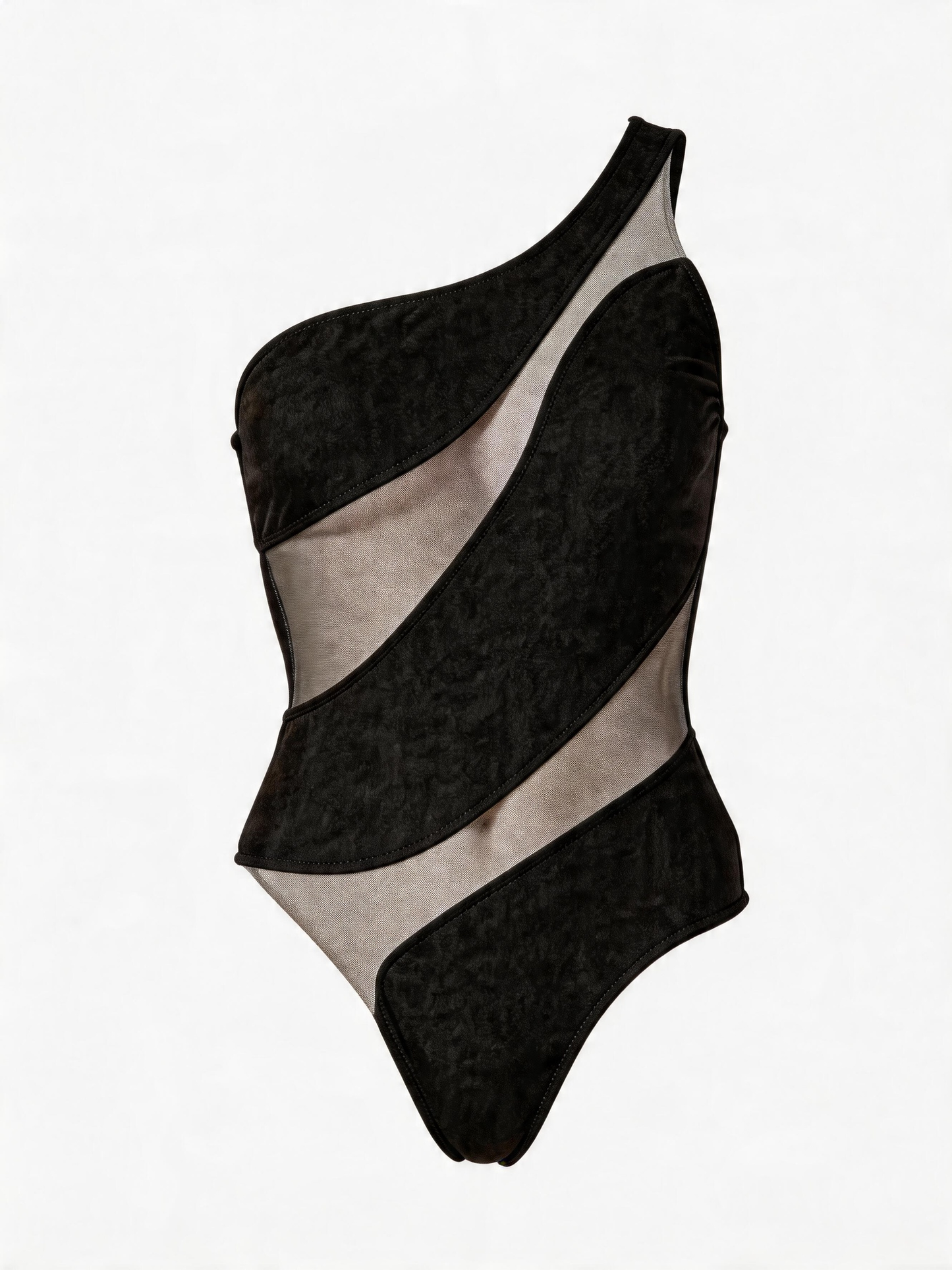 Sexy Slim Fit Mesh Spliced Cutout One-Shoulder One Piece