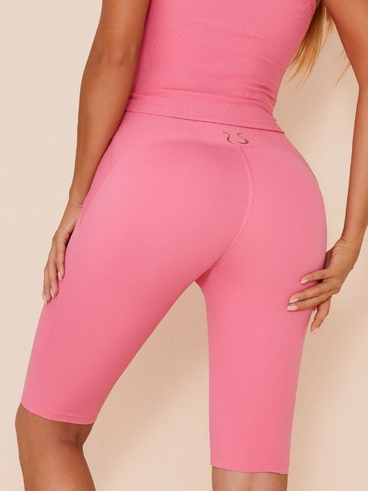 Pure Color Hip-lift Spandex Gym Booty Shorts