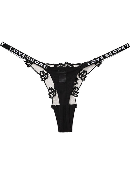 Sexy Flower Lace Mesh T-back Panties