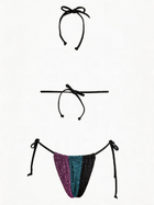 Glitter Color Block Halter Bikini