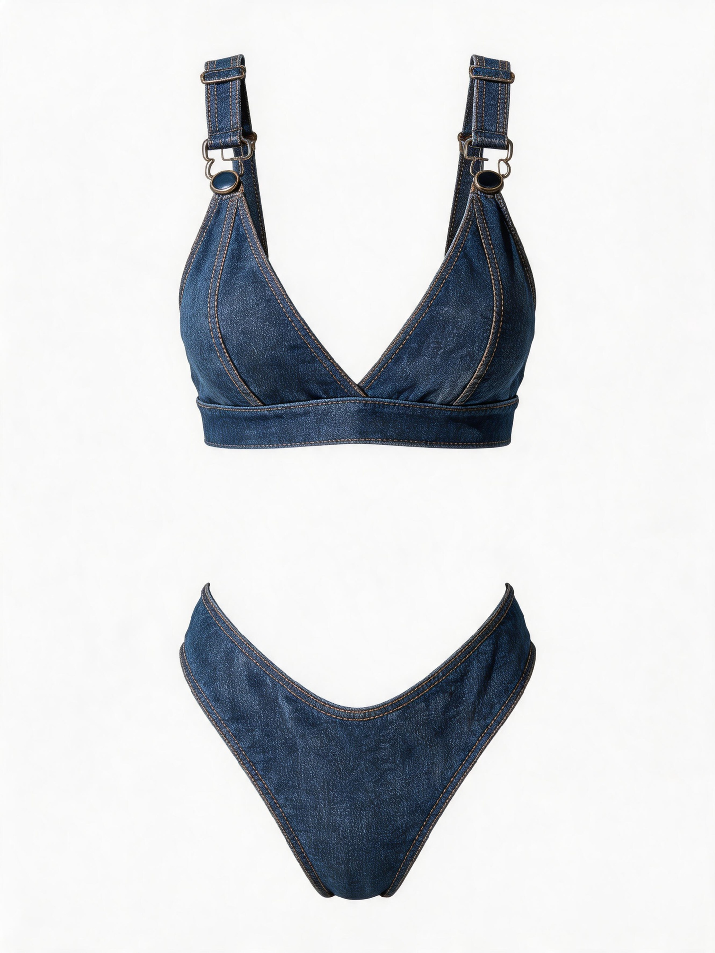 Denim Button Bikini Set