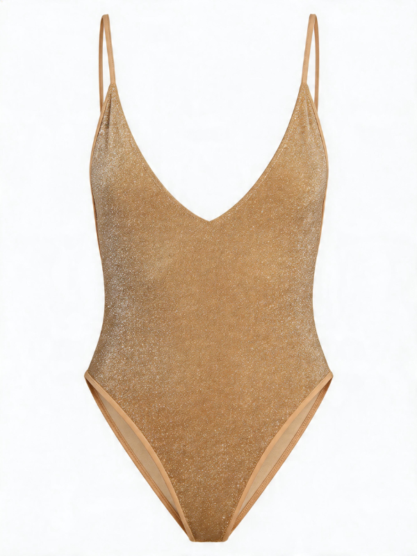 Brown Thin Strap Open Back One Piece