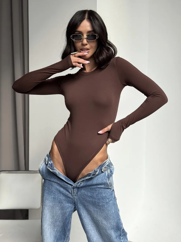 Trendy Long-Sleeve Slim-Fit Slimming Bodysuits