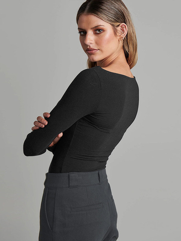 Fashion Hollow Out Slim Fit Long Sleeve Bodysuit