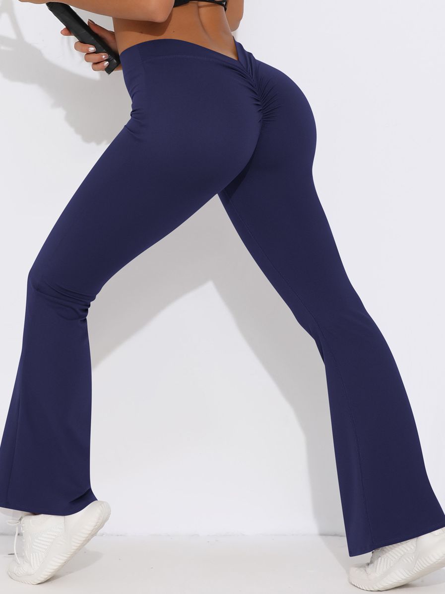 ZASUWA Damen V-förmige Taille Scrunch Bum Schnelltrocknende Flare Leggings 